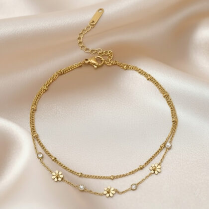 Daisy flower double layer bracelet