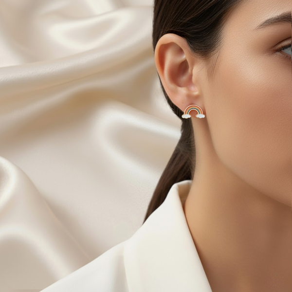 Pair of Rainbow Cloud Stud Earrings - Image 2