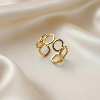 Open Adjustable Ring Hollow Geometric Design