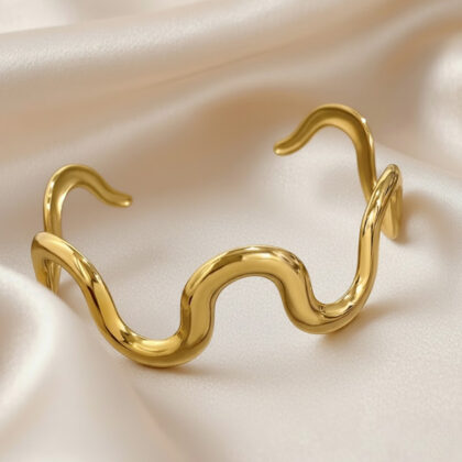 Wave Cuff Open Bangle Bracelet