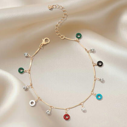 Creative Geometric Rhinestone Colorful Drip