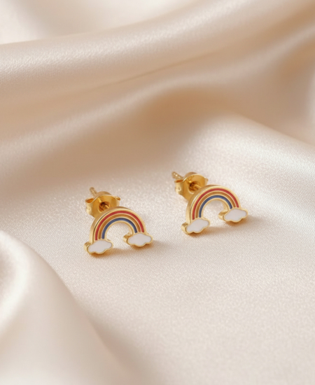 Pair of Rainbow Cloud Stud Earrings