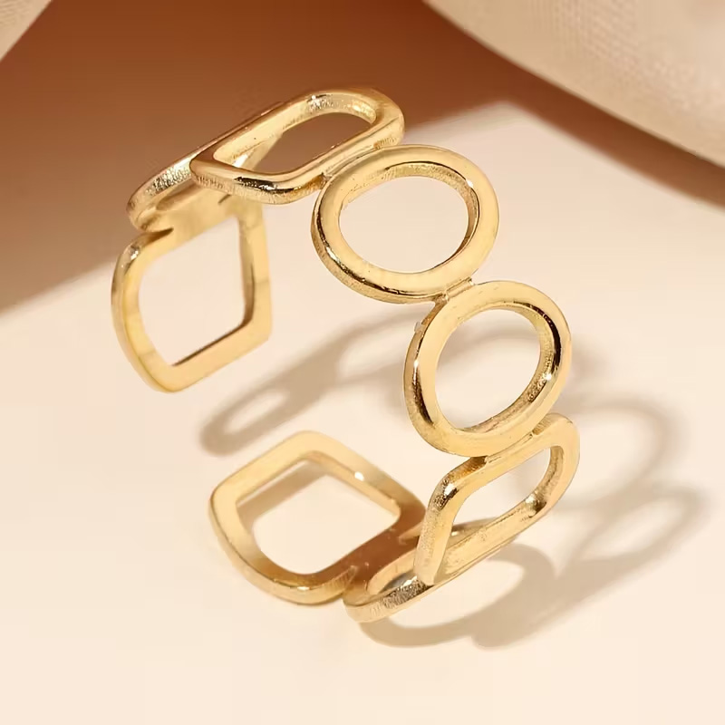 Open Adjustable Ring Hollow Geometric Design - Image 3