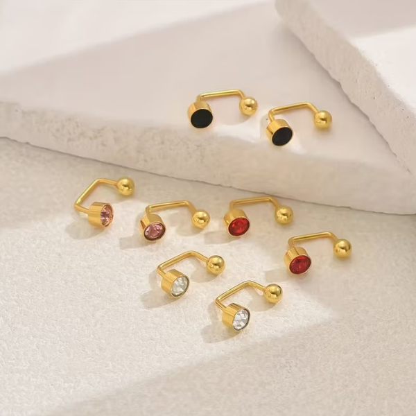 Golden Plated Stud Earrings with Multicolor - Image 3