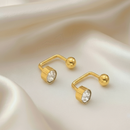 Golden Plated Stud Earrings with Multicolor