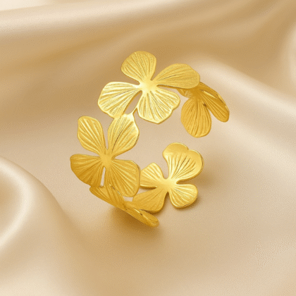 Five flower Open Cuff Bangle Bracelet