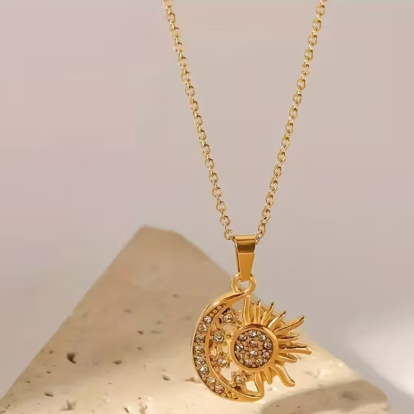 Sun And Half-moon Stone Pendant Necklace - Image 3