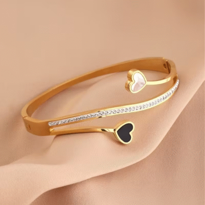 Double Heart Bangle Bracelet
