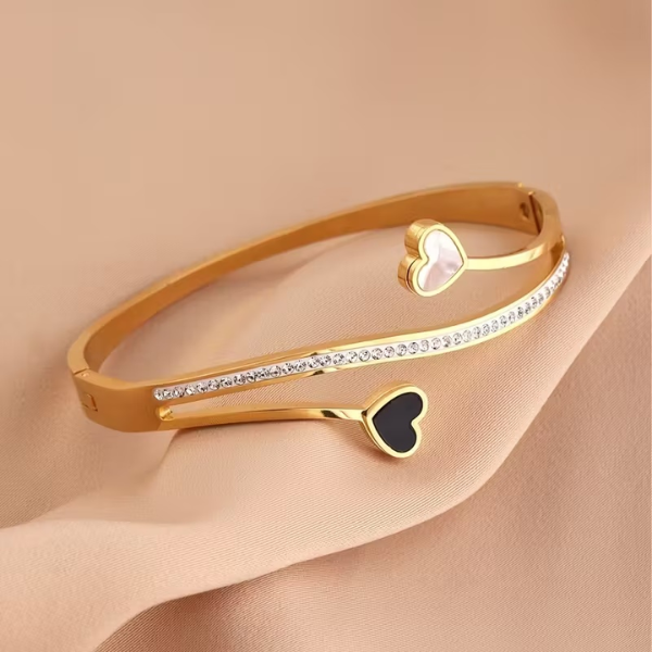 Double Heart Bangle Bracelet - Image 3
