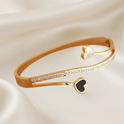 Double Heart Bangle Bracelet