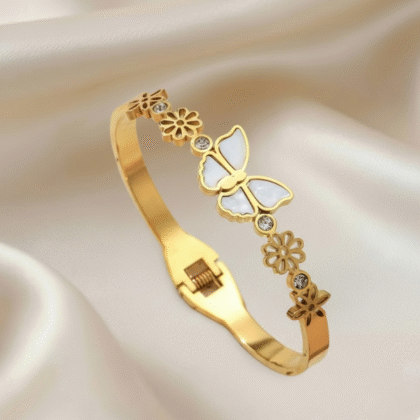 Butterfly floral bangle bracelet