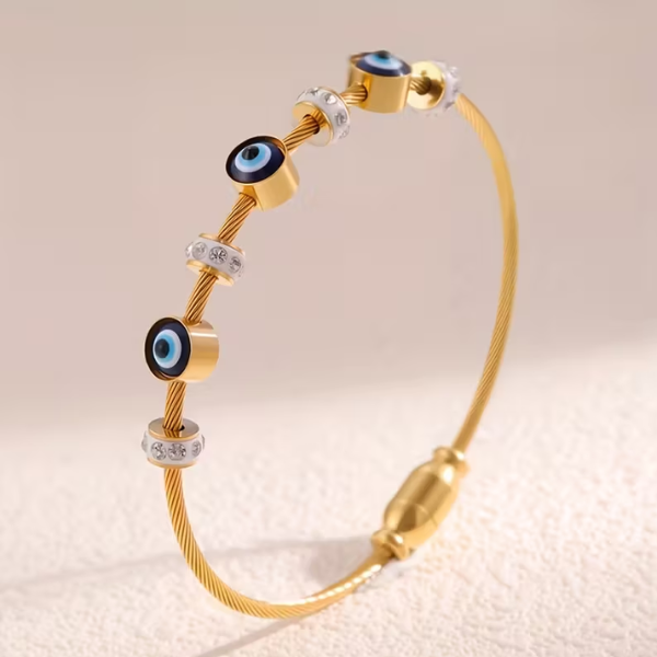 Classic evil eye bangle bracelet - Image 3