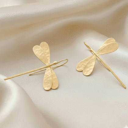 Simple Golden Dragonfly Shape Earrings Dragonfly Earrings