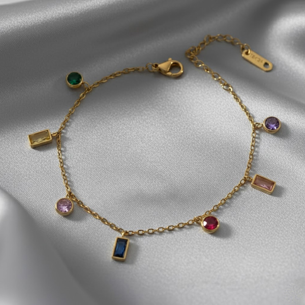 Multicolored stones charms chain bracelet - Image 3