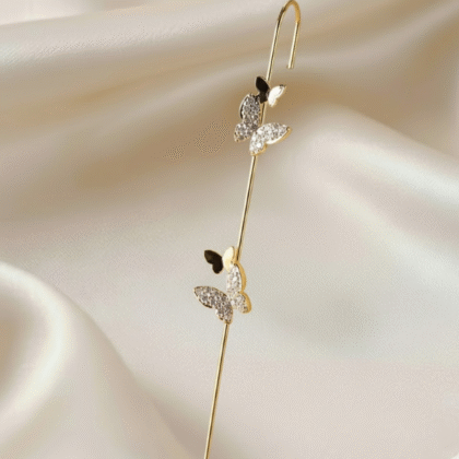 Elegant Butterfly Rhinestone Ear Wrap  Cubic Zirconia