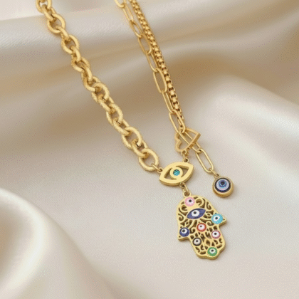 Hamza Hand Evil Eye Bold Necklace