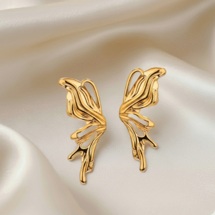 Pair Bohemian Stainless Steel Butterfly Wing Stud Earrings