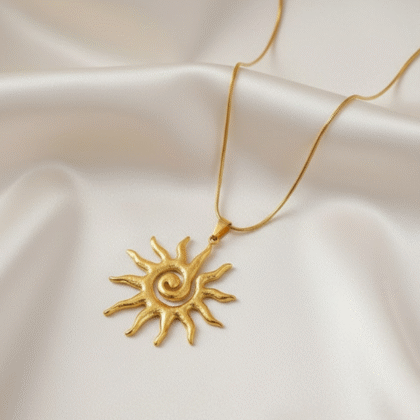 Bohemian Spiral Sun Pendant Necklace