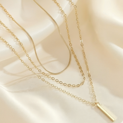 Three layer Stackable Rectangle Pendant Necklace