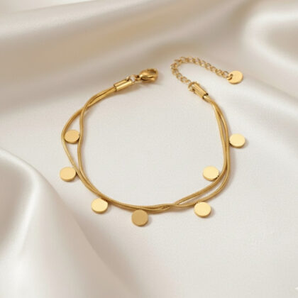 Round Charms double layered chain bracelet