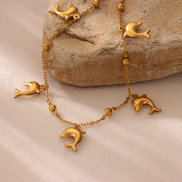 Elegant Golden Stainless Steel Dolphin Ankle Chain - Image 3