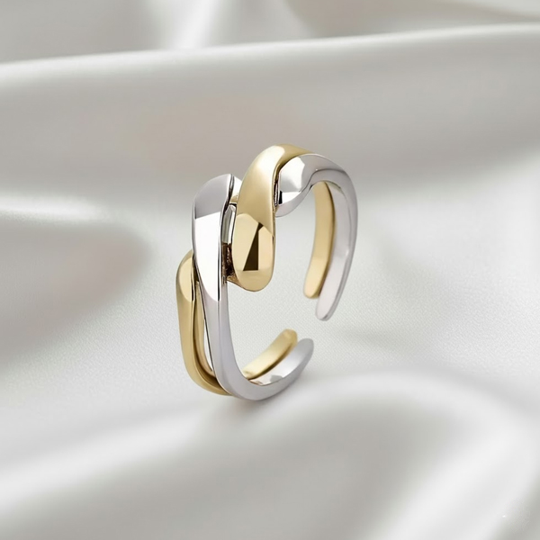 Elegant Two-Tone Adjustable Wrap Ring - Image 3