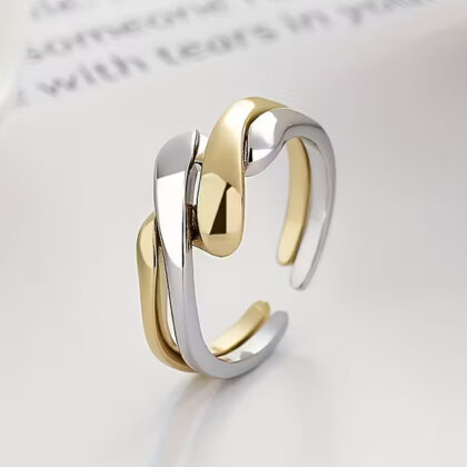 Elegant Two-Tone Adjustable Wrap Ring
