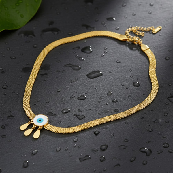 Evil Eye Pendant Net Chain Necklace - Image 3