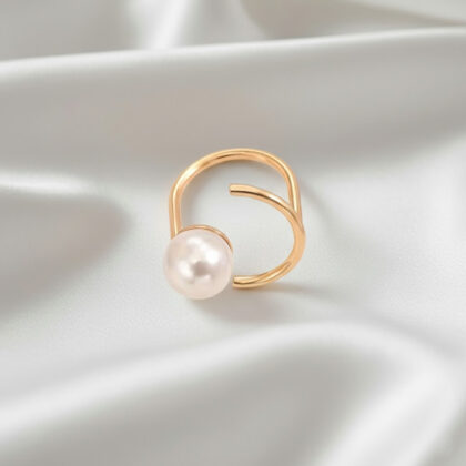 Elegant Simple Faux Pearl Line Ring for Casual Attire