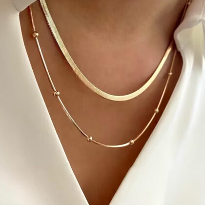 Snake And Ball Chain Stackable Necklace