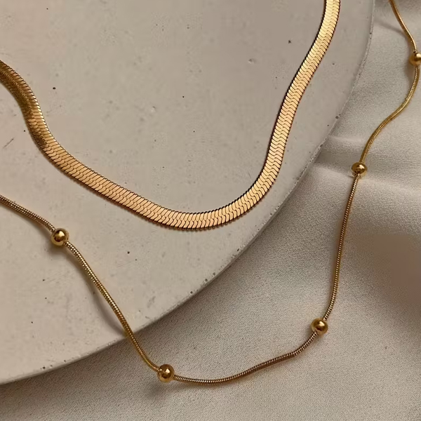 Snake And Ball Chain Stackable Necklace - Image 3