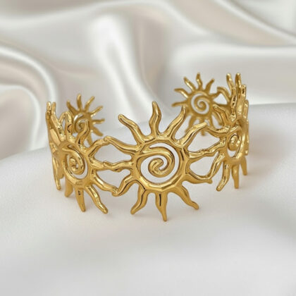 Boho sun open cuff bangle bracelet