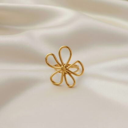 Elegant Steel Flower Ring Bohemian Style