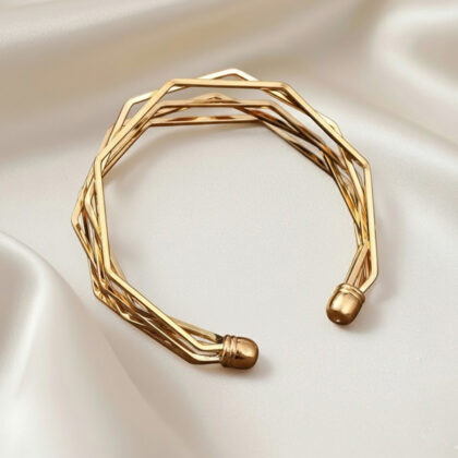 Polygon Open Cuff Bangle Bracelet