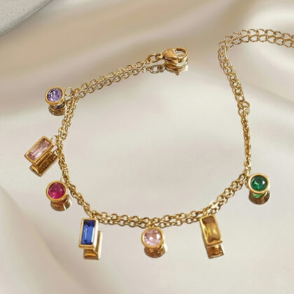 Elegant Bracelet Colorful Cubic Zirconia Pendant