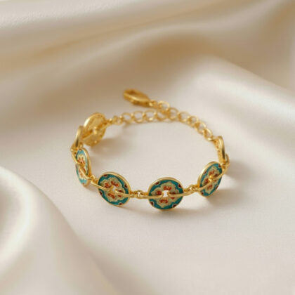 Retro four flower clover charm bracelet