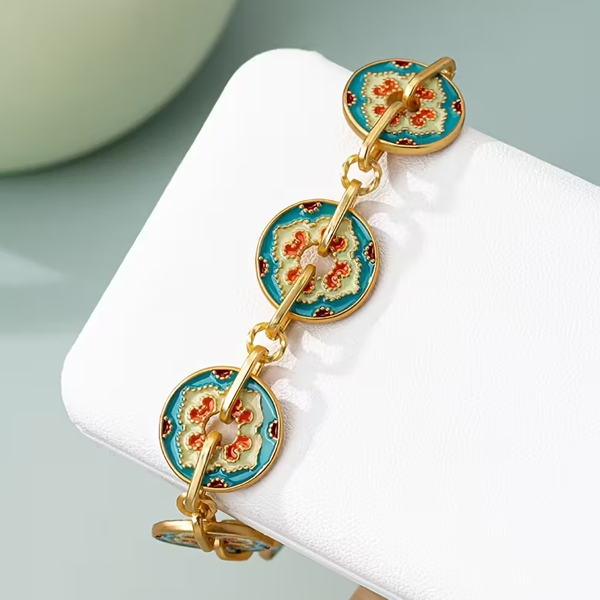 Retro four flower clover charm bracelet - Image 3