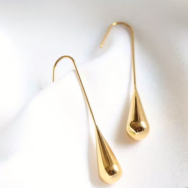 Anti-allergic Plated Drop Shaped Earrings - Image 3