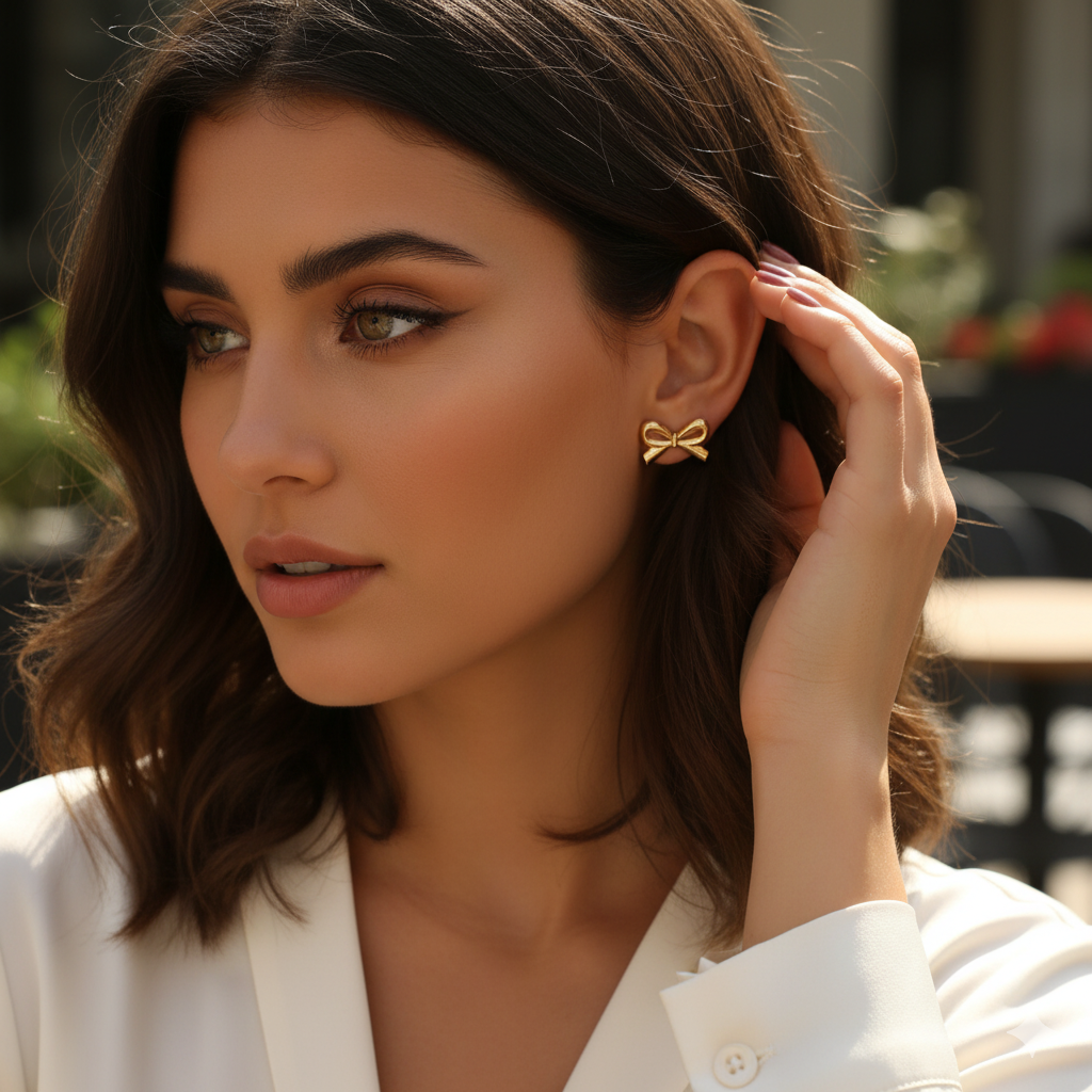 Elegant 3D Bowknot Stud Earrings - Image 2