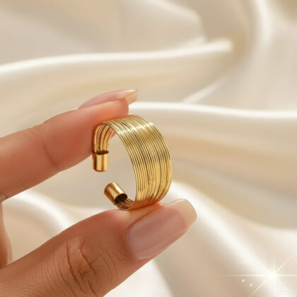 Stylish Open Ring With Punk Style Featuring A Golden Meta