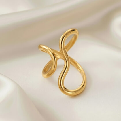 Women's Adjustable Asymmetric Wave Steel Ring