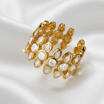 Wide Face Ring With Zirconia