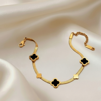 Boho lucky flower dual tone chain bracelet