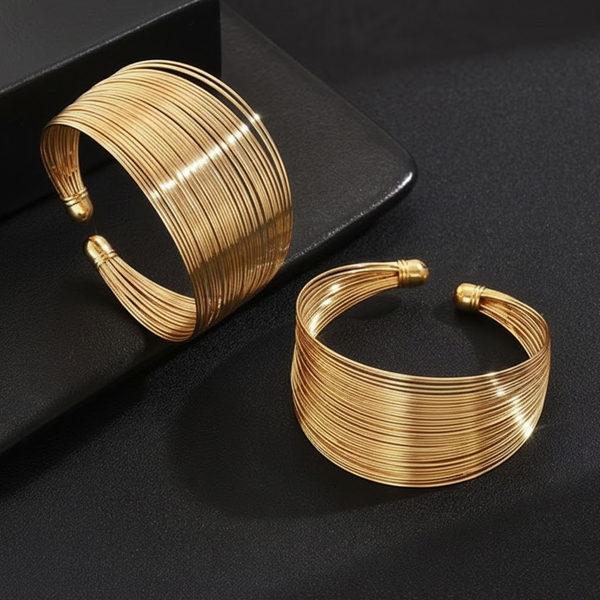 Open Circle Punk Bangle Bracelet - Image 3