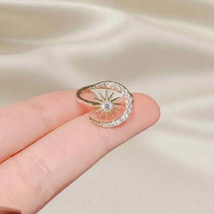 Sun and Moon Zirconia Open Ring