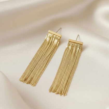 Exaggerated Golden Tassel Earrings