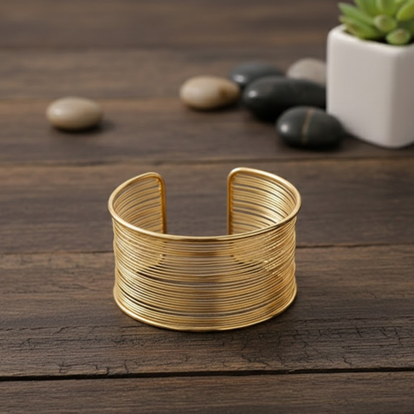 Multilayered retro open cuff bangle bracelet - Image 3