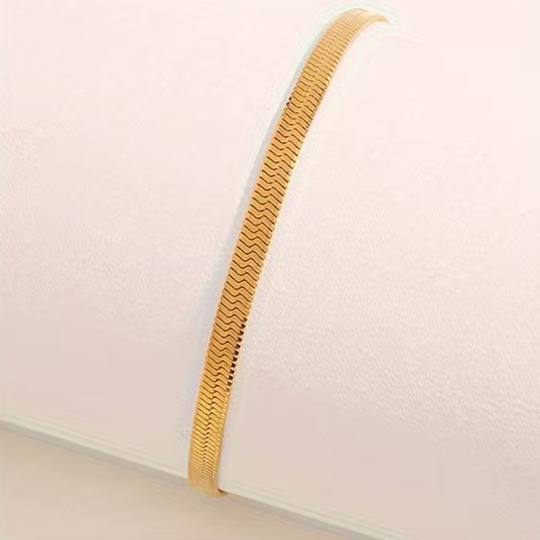 Elegant Golden Flat Chain Anklet with Lobster Clasp - Image 3
